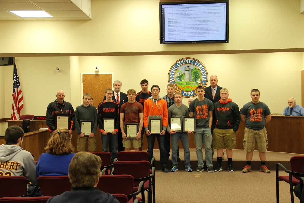 WYTHE COUNTY BOARD OF SUPERVISORS HONORS WRESTLING CHAMPIONS