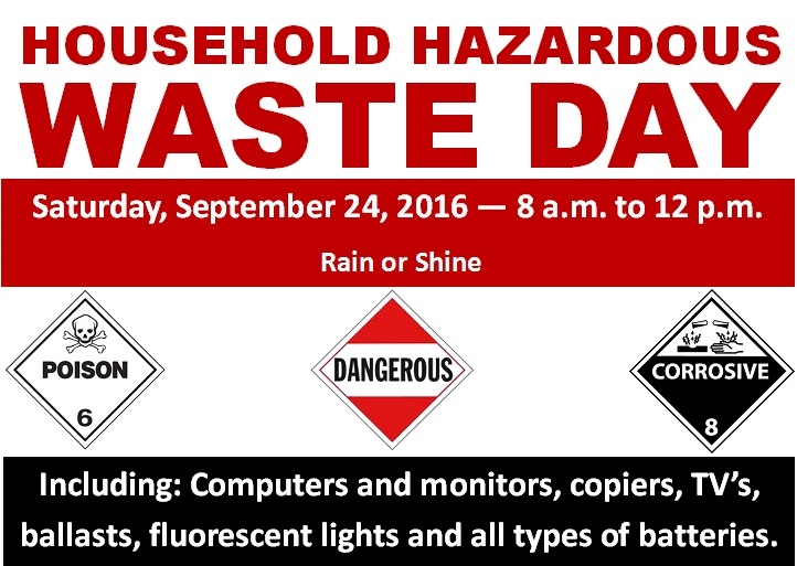 WYTHE CO. TO HOST HOUSEHOLD HAZARDOUS WASTE DISPOSAL DAY: Sat., Sept. 24th